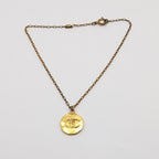 Chanel CC Logo Coin Medal Gold Necklace Round Pendant First Era Vintage — view 7