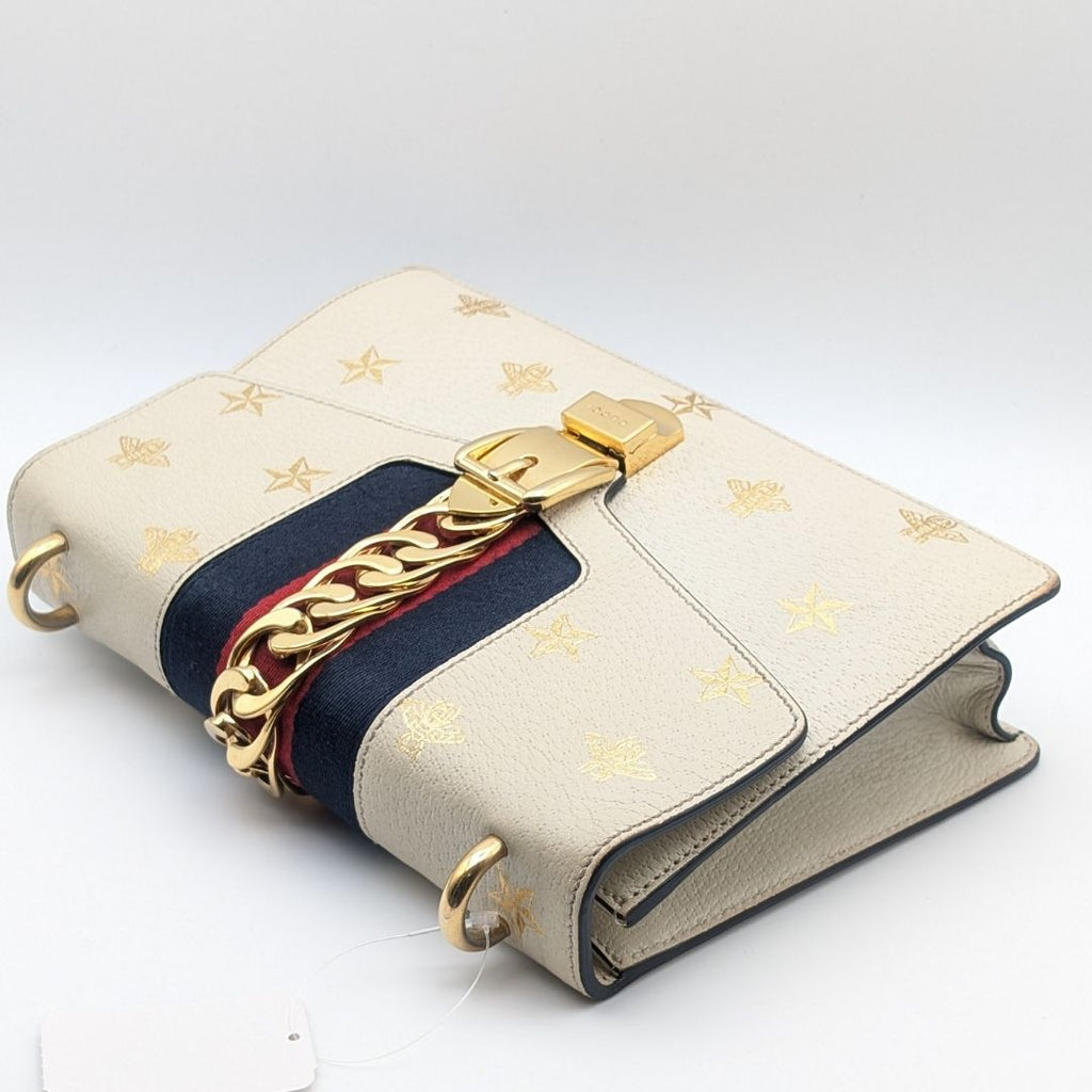 Gucci Sylvie Sherry Line Be Star White Leather 2-Way Shoulder — view 3