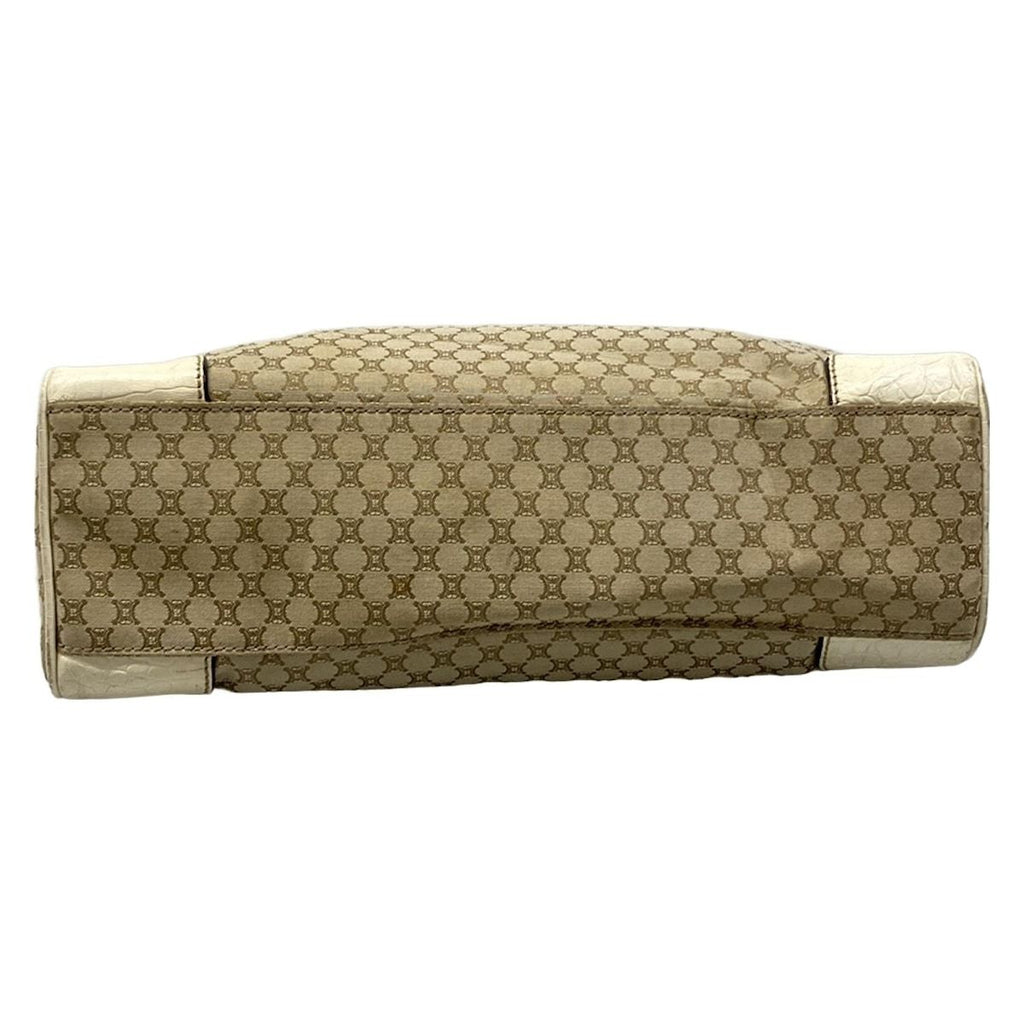 Celine Tote Macadam Pattern Gray Beige Ivory Embossed Leather — view 5