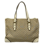 Celine Tote Macadam Pattern Gray Beige Ivory Embossed Leather — view 3
