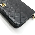 Chanel CC Logo Chain Shoulder Bag Turnlock Full Flap Lambskin Black — view 4