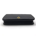 Chanel CC Logo Chain Shoulder Bag Turnlock Full Flap Lambskin Black — view 3