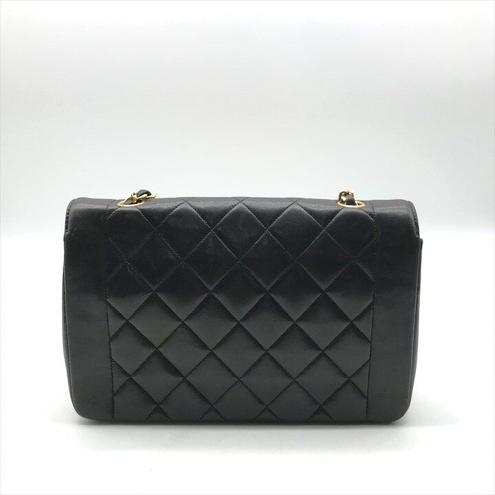 Chanel CC Logo Diana Quilted Lambskin Chain Shoulder Bag Crossbody Black — view 3