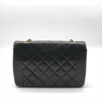 Chanel CC Logo Diana Quilted Lambskin Chain Shoulder Bag Crossbody Black — view 3
