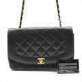 Chanel CC Logo Diana Quilted Lambskin Chain Shoulder Bag Crossbody Black