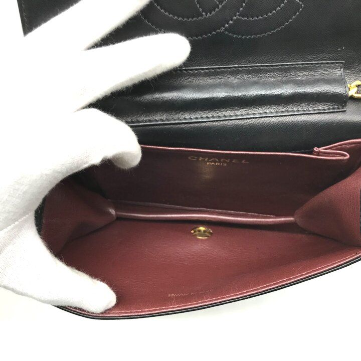 Chanel CC Logo Mini Quilted Push Lock Leather Chain Shoulder Bag Black — view 8