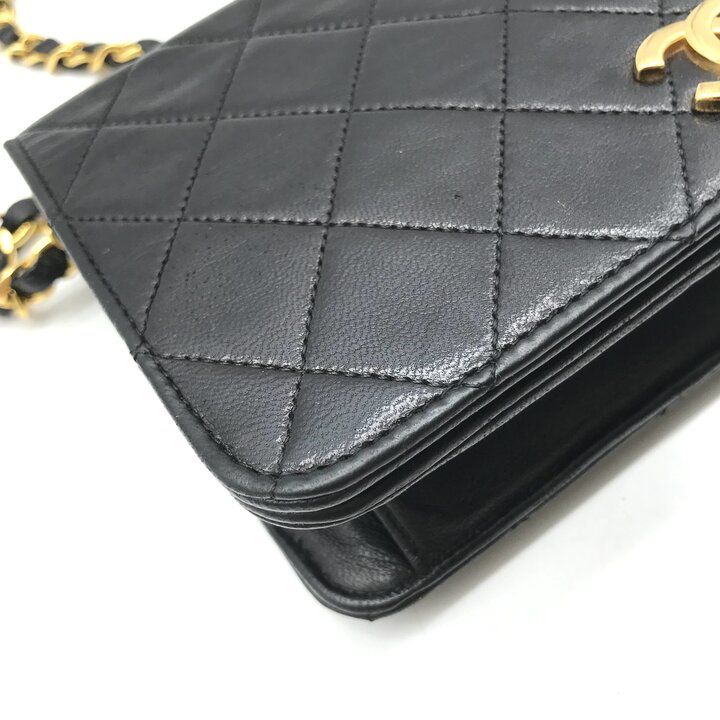 Chanel CC Logo Mini Quilted Push Lock Leather Chain Shoulder Bag Black — view 5