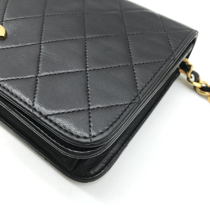 Chanel CC Logo Mini Quilted Push Lock Leather Chain Shoulder Bag Black — view 4