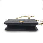 Chanel CC Logo Mini Quilted Push Lock Leather Chain Shoulder Bag Black — view 3