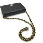 Chanel CC Logo Mini Quilted Push Lock Leather Chain Shoulder Bag Black — view 6