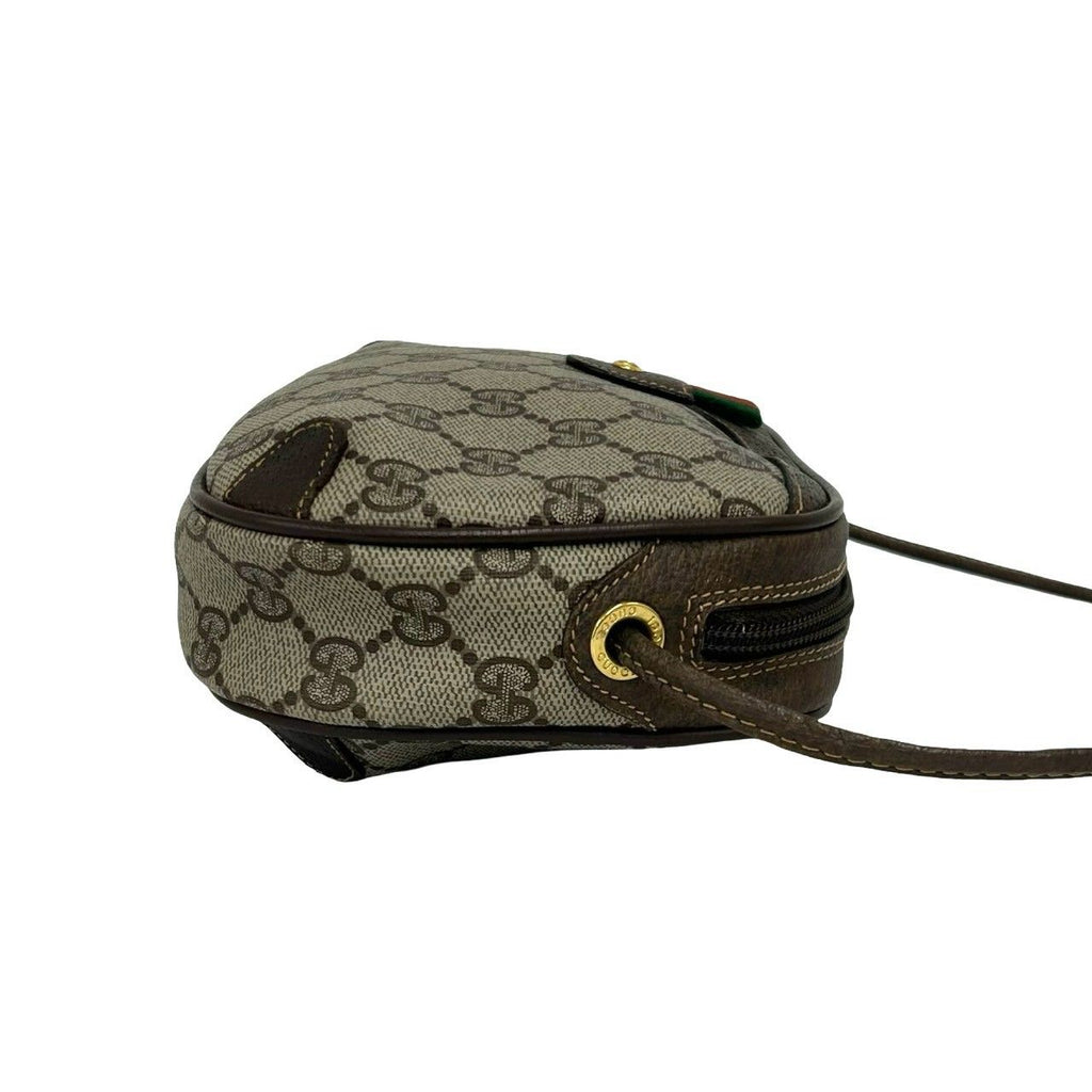 Gucci Vintage Sherry Line GG Logo Handle Leather Shoulder Bag Pochette Brown — view 6