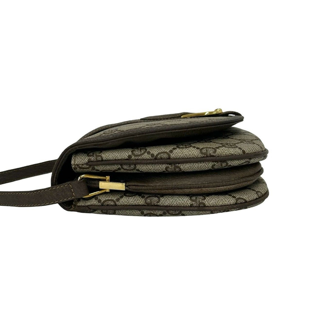 Gucci Vintage GG Logo Leather Mini Shoulder Bag Crossbody Pochette Brown — view 5
