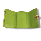 Loewe Pebble Vertical Wallet Small Green Gold Trifold Leather — view 5