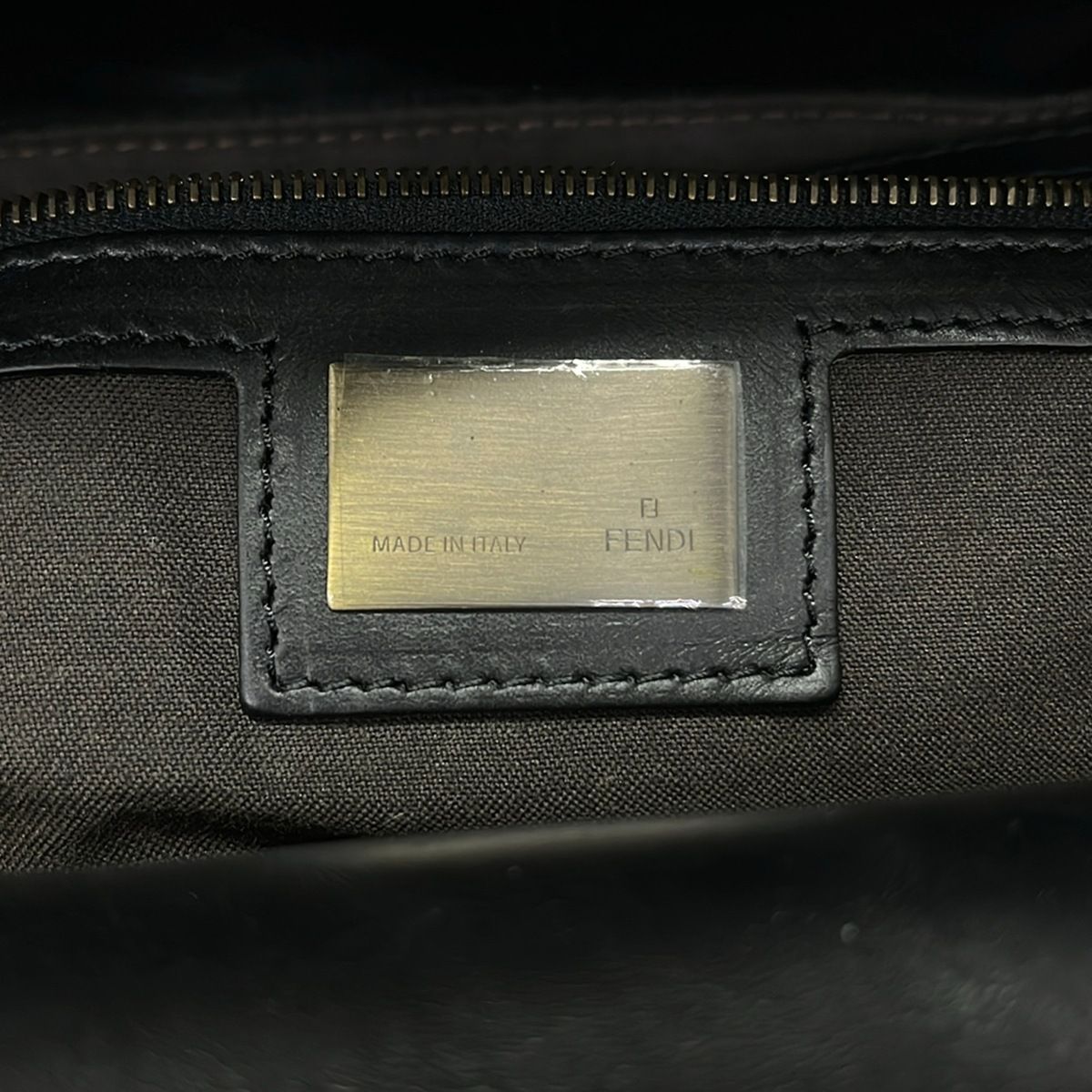 Fendi Shoulder Bag Zucca Pattern Black Leather — view 9