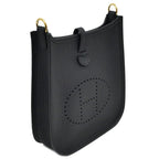 Hermes Evelyne TPM Black Gold Taurillon Clemence Leather Shoulder — view 2