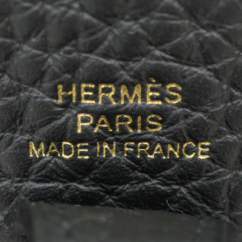 Hermes Evelyne TPM Black Gold Taurillon Clemence Leather Shoulder — view 6