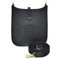 Hermes Evelyne TPM Black Gold Taurillon Clemence Leather Shoulder