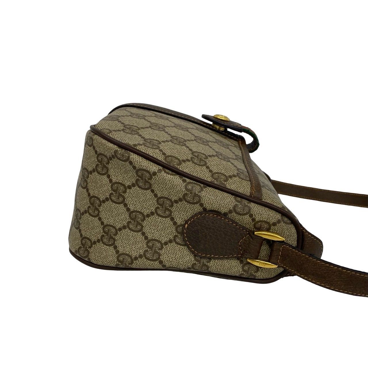 Gucci Vintage Sherry Line GG Logo Leather Shoulder Bag Sacoch Brown — view 6