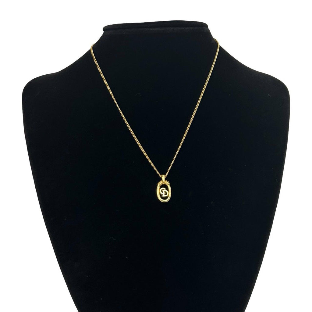 Dior Vintage CD Logo Necklace Gold — view 2