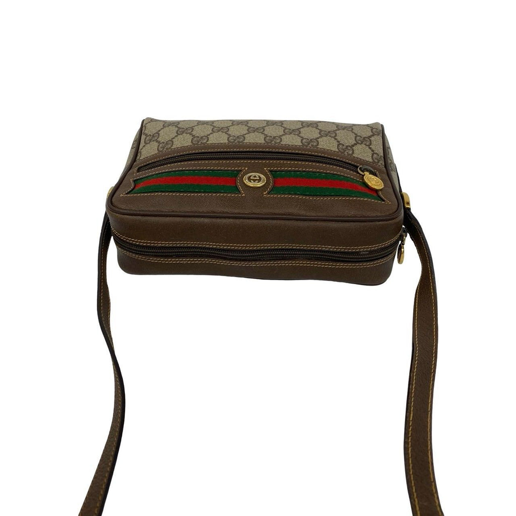 Gucci Vintage Sherry Line GG Logo Leather Shoulder Bag Brown — view 4