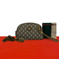 Gucci Vintage Plus Logo Leather 2-Way Shoulder Bag Mini Clutch Brown