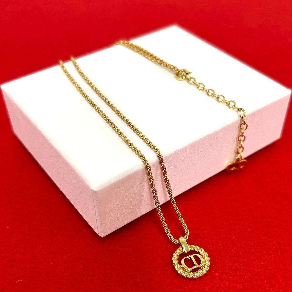 Dior Vintage CD Logo Necklace Gold