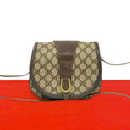 Gucci Vintage GG Logo Leather Shoulder Bag Pochette Sacoch Brown