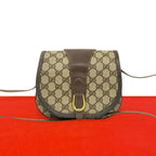 Gucci Vintage GG Logo Leather Shoulder Bag Pochette Sacoch Brown