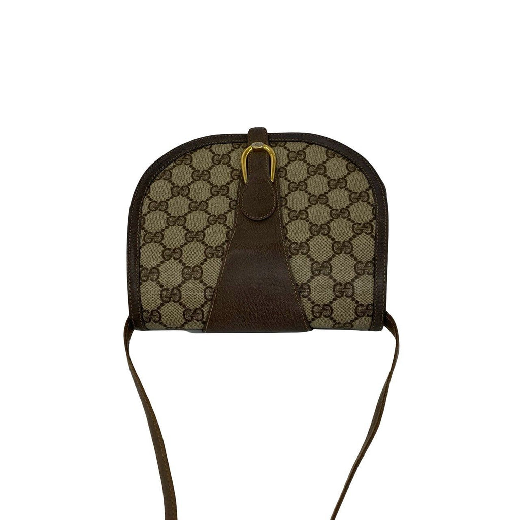 Gucci Vintage GG Logo Leather Shoulder Bag Pochette Sacoch Brown — view 4