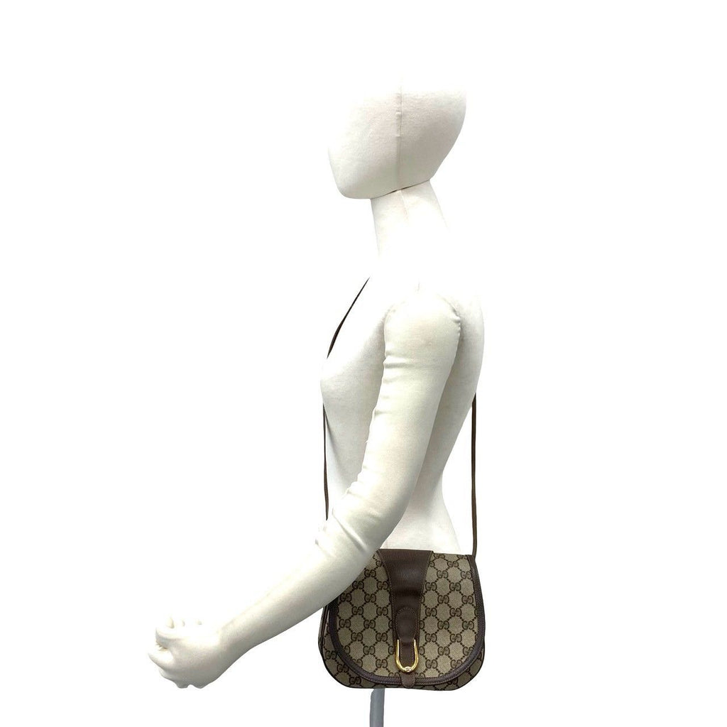 Gucci Vintage GG Logo Leather Shoulder Bag Pochette Sacoch Brown — view 2