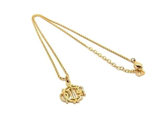 Dior Necklace Emblem Gold Metal Vintage