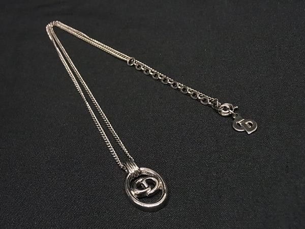 Dior Necklace Oval Logo Silver Metal Vintage — view 2