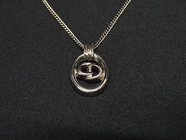 Dior Necklace Oval Logo Silver Metal Vintage — view 3