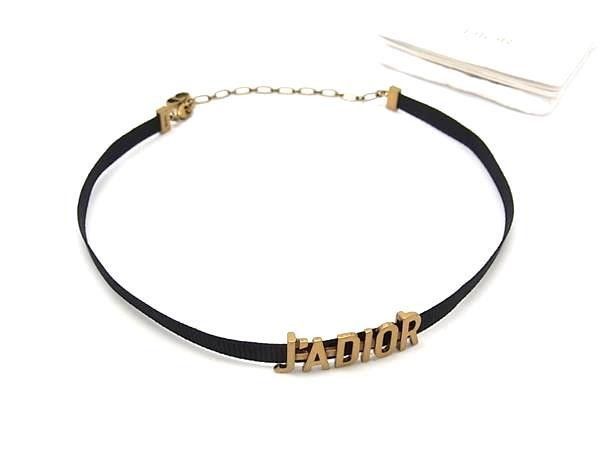 Dior Necklace J'adior Choker Gold Black Metal ribbon