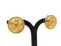 Dior Earrings Round Logo Gold Metal Vintage