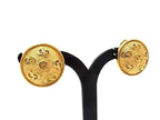 Dior Earrings Round Logo Gold Metal Vintage