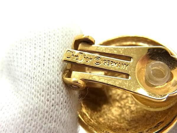 Dior Earrings Round Logo Gold Metal Vintage — view 3