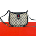 Gucci Vintage Sherry Line GG Logo Leather Shoulder Bag Sacoch Navy