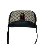 Gucci Vintage Sherry Line GG Logo Leather Shoulder Bag Sacoch Navy — view 4