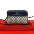 Gucci Bagged Vintage Sherry Line GG Logo Leather Shoulder Bag Crossbody Navy