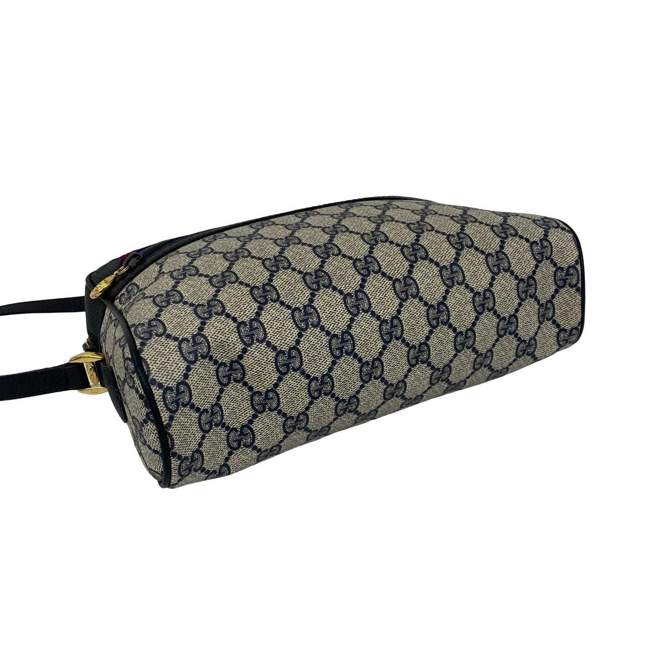 Gucci Bagged Vintage Sherry Line GG Logo Leather Shoulder Bag Crossbody Navy — view 7