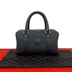 Gucci Bagged Vintage Micro GG Logo Leather Mini Boston Bag Black