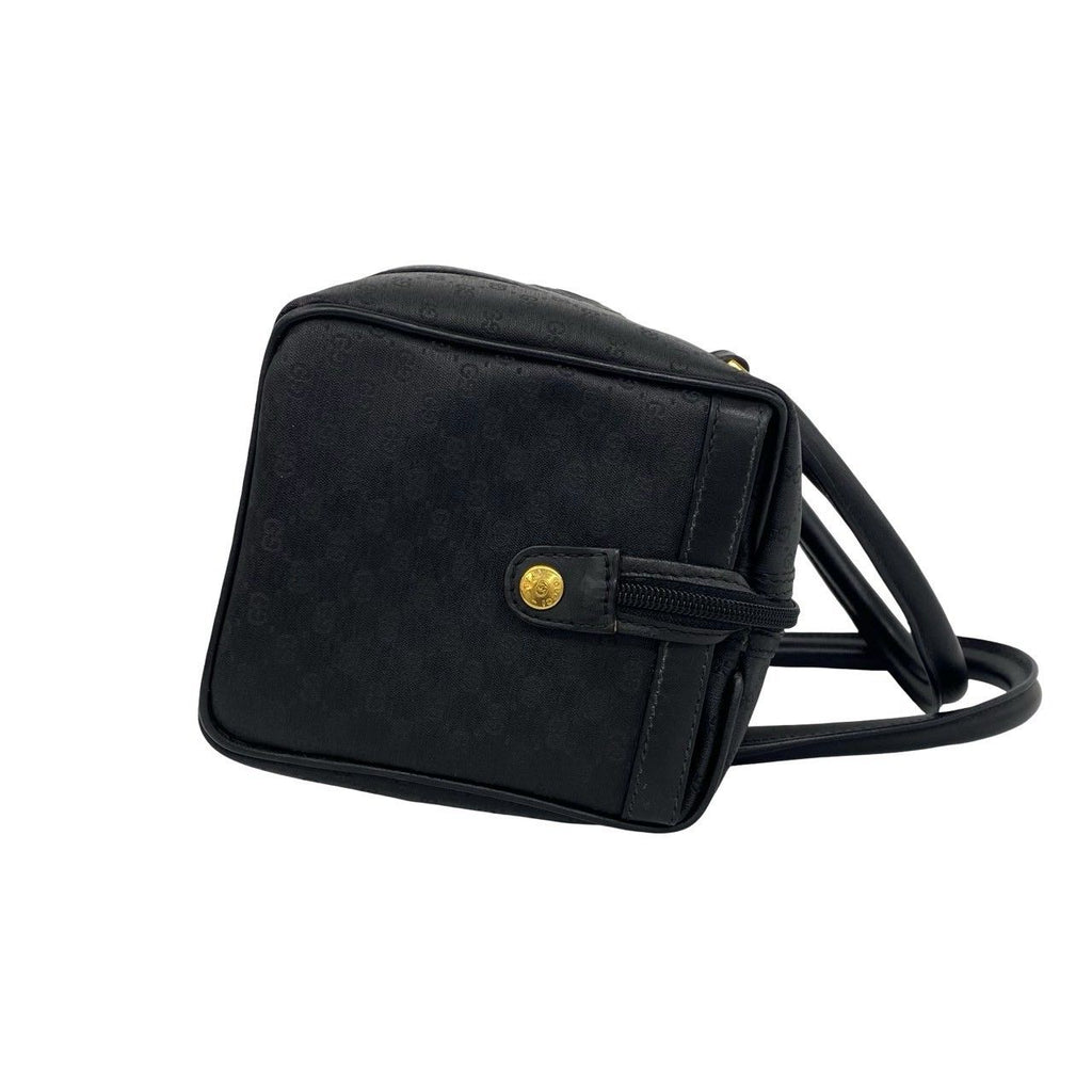 Gucci Bagged Vintage Micro GG Logo Leather Mini Boston Bag Black — view 6