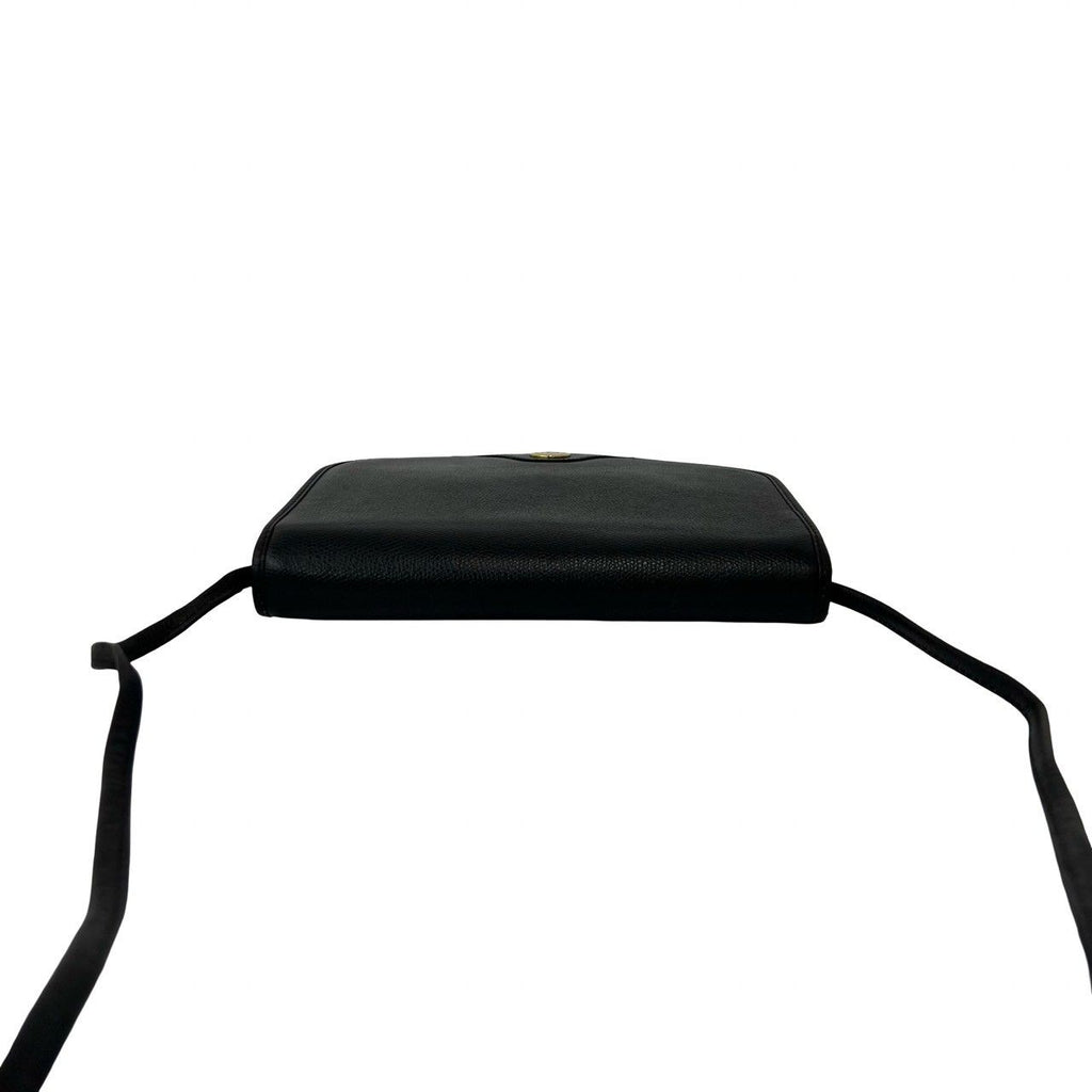 Dior Vintage CD Logo Leather Shoulder Bag Pochette Sacoch Black — view 4