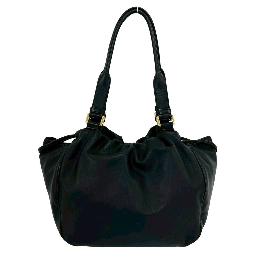 Loewe Anagram Logo Leather Drawstring Shoulder Bag Tote Black — view 3