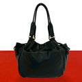 Loewe Anagram Logo Leather Drawstring Shoulder Bag Tote Black