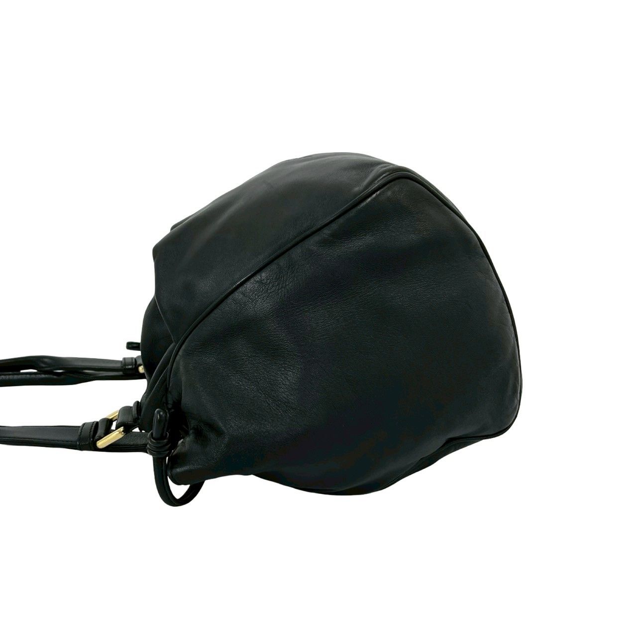 Loewe Anagram Logo Leather Drawstring Shoulder Bag Tote Black — view 5
