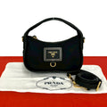 Prada Logo Tessuto Nylon Leather 2-Way Mini Shoulder Bag Black with