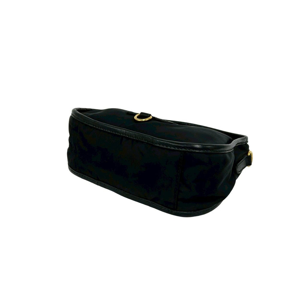 Prada Logo Tessuto Nylon Leather 2-Way Mini Shoulder Bag Black with — view 8