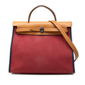 Hermes Herbag Zip PM 2-Way Shoulder Bag Red Navy Canvas Leather